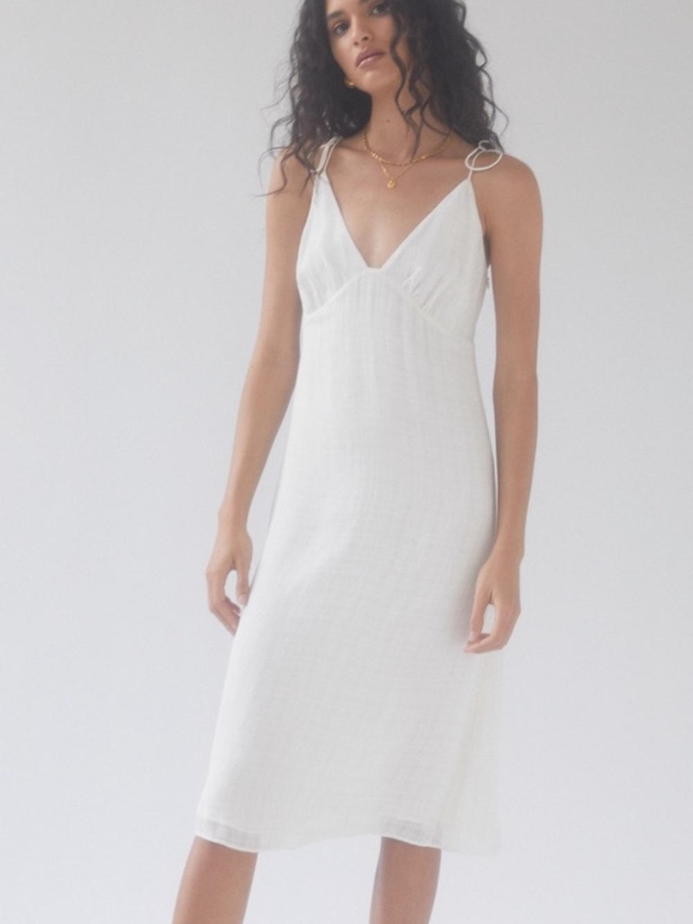 NWT Wilfred Liberty Dress White Espace 8 Lightweight Midi Slip Dress
